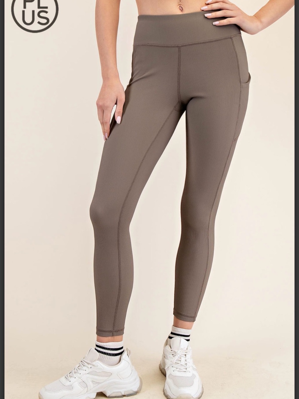 WOMEN'S SUPER SOFT HIGH WAISTED PLUS YOGA LEGGINGS W/POCKETS COLOR NOMAD 1X-3X